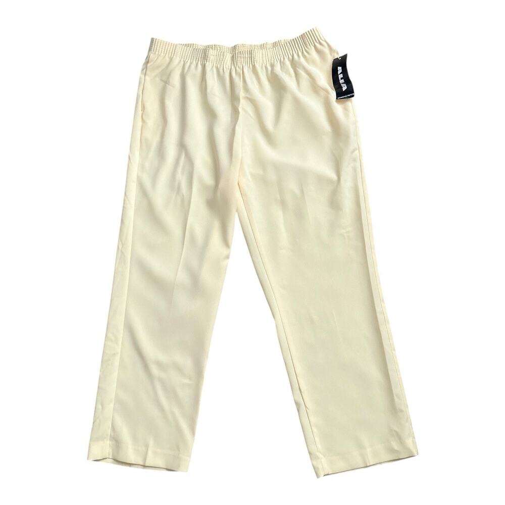 Alia Pants Womens Petite 18WP Yellow Pull On Straight Leg Plus Elastic Waist NWT